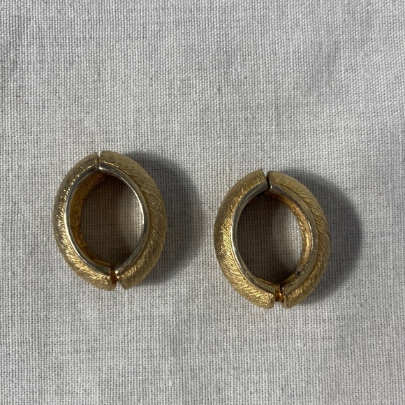 Textured Gold Tone Clip Earrings - Picture 1 of 2